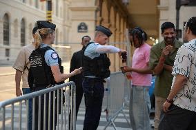 Paris 2024 - Parisians And Tourists Cope With Security Perimeter