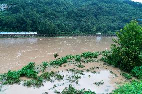 Floodwaters in Enshi