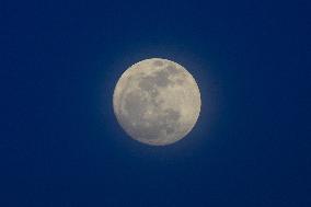 A Buck Full Moon Appears Over Colombo.