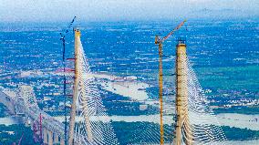 Chang-Tai Yangtze River Bridge Construction in Taixing