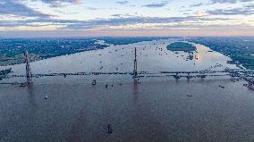 Chang-Tai Yangtze River Bridge Construction in Taixing