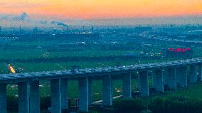 Chang-Tai Yangtze River Bridge Construction in Taixing