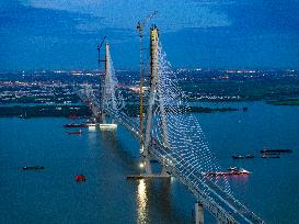 Chang-Tai Yangtze River Bridge Construction in Taixing