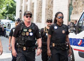 Paris 2024 - Brazilian Police Officers Patrol In Montmartre