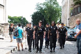 Paris 2024 - Brazilian Police Officers Patrol In Montmartre