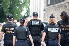 Paris 2024 - Brazilian Police Officers Patrol In Montmartre