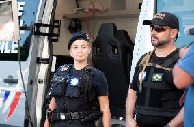 Paris 2024 - German Police Officers Patrol In Montmartre