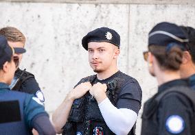 Paris 2024 - German Police Officers Patrol In Montmartre