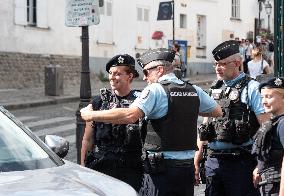 Paris 2024 - German Police Officers Patrol In Montmartre