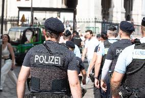 Paris 2024 - German Police Officers Patrol In Montmartre