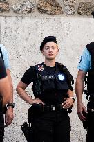 Paris 2024 - German Police Officers Patrol In Montmartre