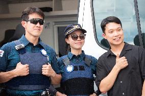 Paris 2024 - South Korean Police Officers Patrol In Montmartre