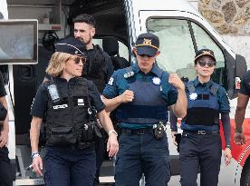 Paris 2024 - South Korean Police Officers Patrol In Montmartre