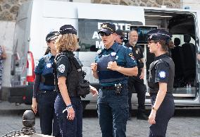 Paris 2024 - South Korean Police Officers Patrol In Montmartre