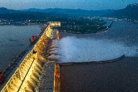 Three Gorges Dam Release Floodwater View