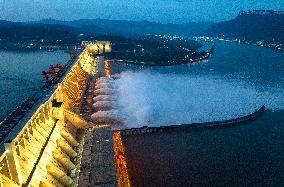 Three Gorges Dam Release Floodwater View