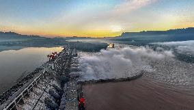 Three Gorges Dam Release Floodwater View