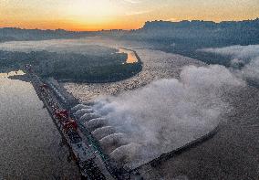 Three Gorges Dam Release Floodwater View