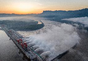 Three Gorges Dam Release Floodwater View