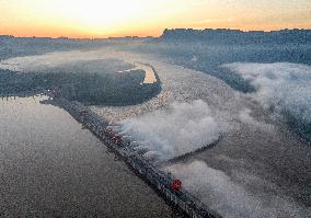 Three Gorges Dam Release Floodwater View