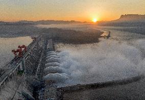 Three Gorges Dam Release Floodwater View