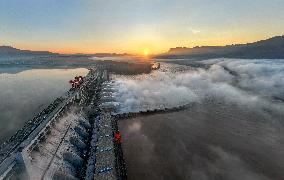 Three Gorges Dam Release Floodwater View