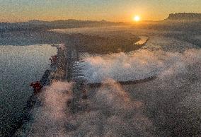 Three Gorges Dam Release Floodwater View