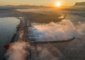 Three Gorges Dam Release Floodwater View