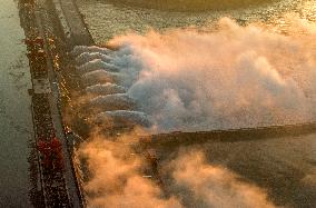 Three Gorges Dam Release Floodwater View