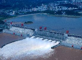 Three Gorges Dam Release Floodwater View