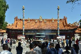 Tourists Visit Wuliang Temple in Hohhot