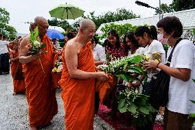 Floral Merit Making Ceremony For The Buddhist Lent Day.