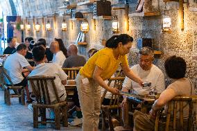 Residents at A Bomb Shelter to Cool Off in Chongqing