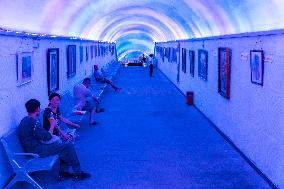 Residents at A Bomb Shelter to Cool Off in Chongqing