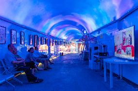 Residents at A Bomb Shelter to Cool Off in Chongqing