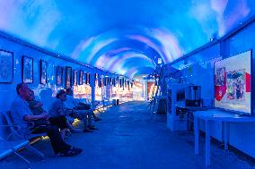 Residents at A Bomb Shelter to Cool Off in Chongqing