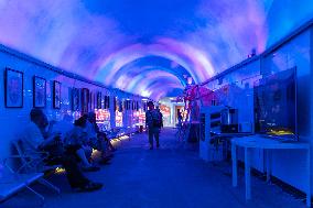 Residents at A Bomb Shelter to Cool Off in Chongqing