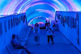 Residents at A Bomb Shelter to Cool Off in Chongqing