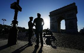 Police patrol before Paris Olympics