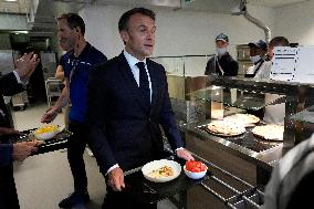 Paris 2024 - President Macron Visits The Olympic Village - Paris