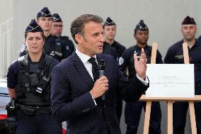 Paris 2024 - President Macron Visits The Olympic Village - Paris