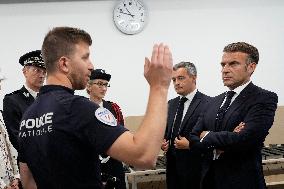 Paris 2024 - President Macron Visits The Olympic Village - Paris