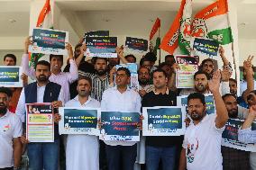 Youth Congress Protest In Srinagar, Blames BJP For Failing To Curb Militant Attacks In Jammu