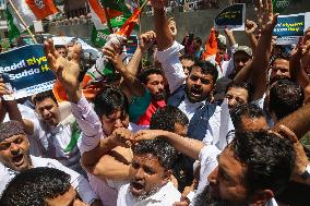 Youth Congress Protest In Srinagar, Blames BJP For Failing To Curb Militant Attacks In Jammu