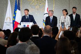 Paris 2024 - Reception For The International Press At Elysee - Paris