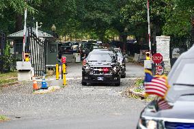 Vice President Harris Departs The US Naval Observatory Heading To The White House