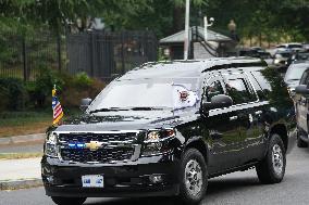 Vice President Harris Departs The US Naval Observatory Heading To The White House