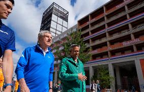 Paris 2024 - Thomas Bach Tours The Olympic Village