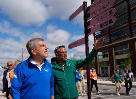 Paris 2024 - Thomas Bach Tours The Olympic Village