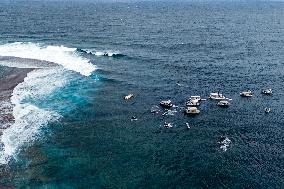 Paris 2024 - Surfing Training Session In Teahupo’